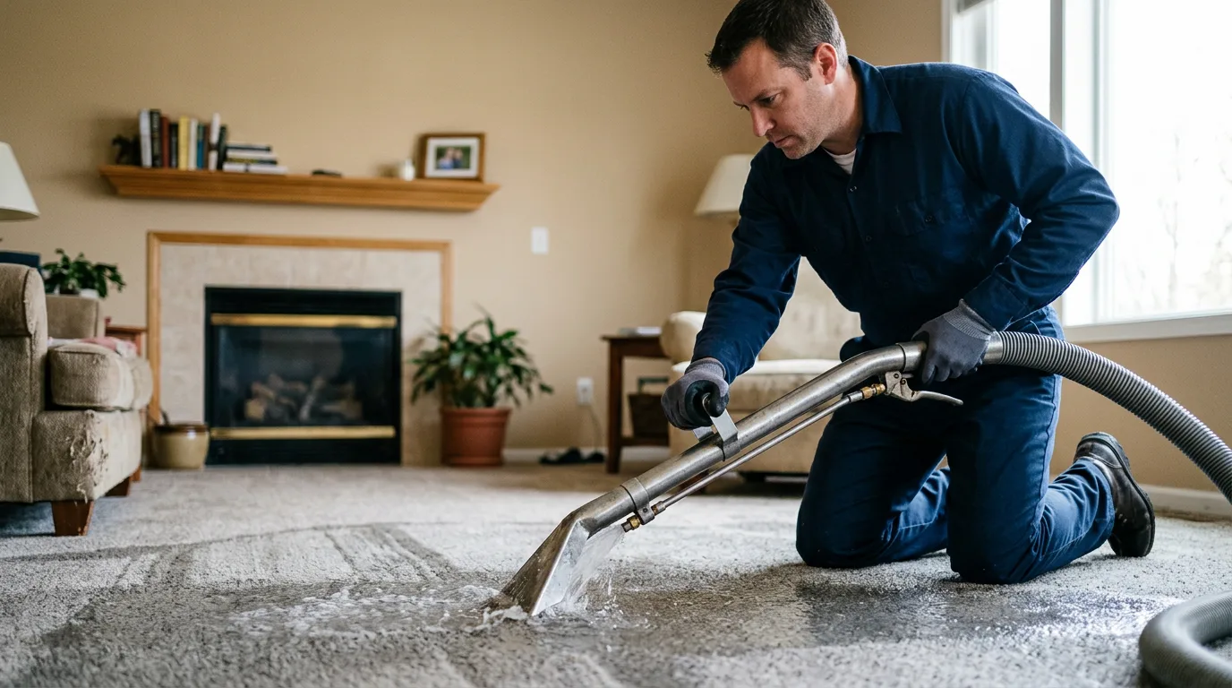 Water damage restoration technician working near Milmine, IL